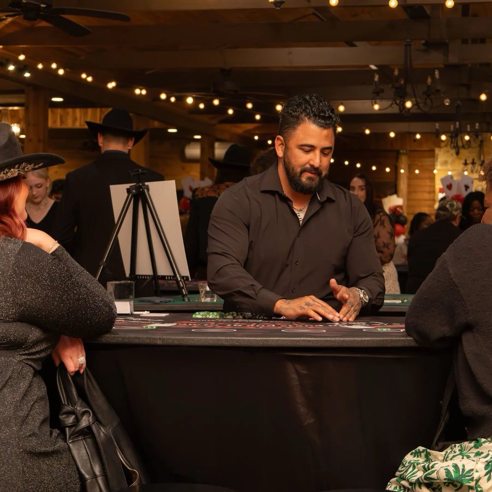 Dealer running a blackjack table